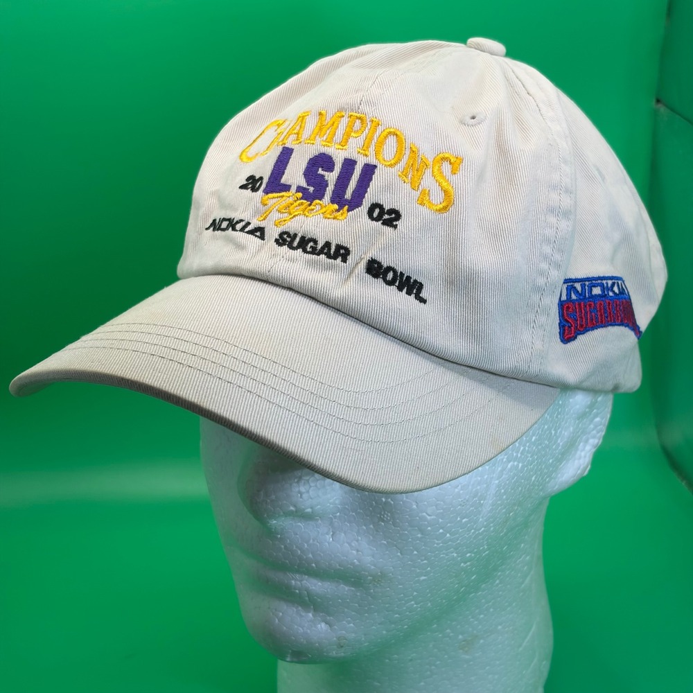 Vintage Y2K LSU Tigers Hat Tan 2002 Nokia Sugar Bowl Champions Adjustable Cap